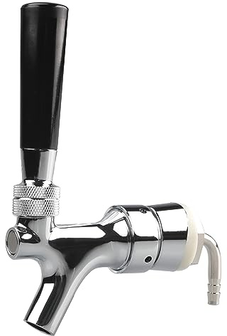 PERA Grifo de Cerveza Cromado - Dispensador de Vástago para Barril, Kit de Grifo para Cerveza Casera, Kegerator y Kegging