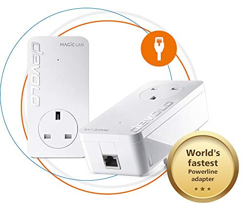 devolo Magic 2-2400 Lan Powerline Starter Kit: Powerline Kit (Up To 2400 Mbps For Your Powerline Home Network, 1x GB Lan Port, Ideal For Online Gaming, 4k/8k Uhd Streaming, Stable Home Working)