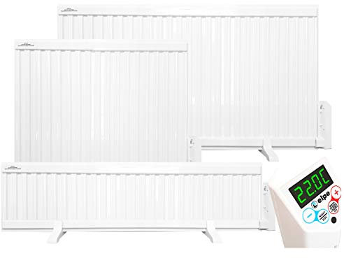 Oil Filled Electric Radiator Heater Wall Mounted or Portable with LCD Thermostat Programmable (800W - 1380mm x 300mm)
