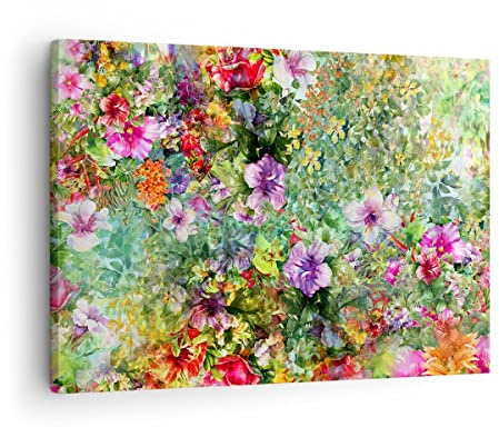 Bilder auf Leinwand blume sommer natur Leinwandbild mit Rahmen 70x50cm Wandbilder Dekoration Wohnzimmer Schlafzimmer Küche Deko Klein Wanddeko Bild Wand Kunstdruck Art Wall Decor Canvas AA70x50-3842