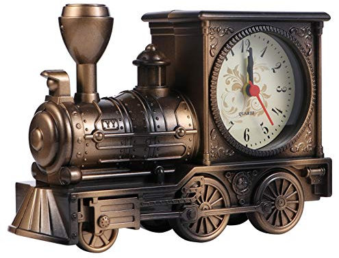BESPORTBLE Vintage Wecker Retro Zug Stil Schreibtisch Zeituhr Neuheit Nachttisch Uhr Zug Modell Figur Steampunk Ornament für Kinder Erwachsene Schlafzimmer Tisch Büro