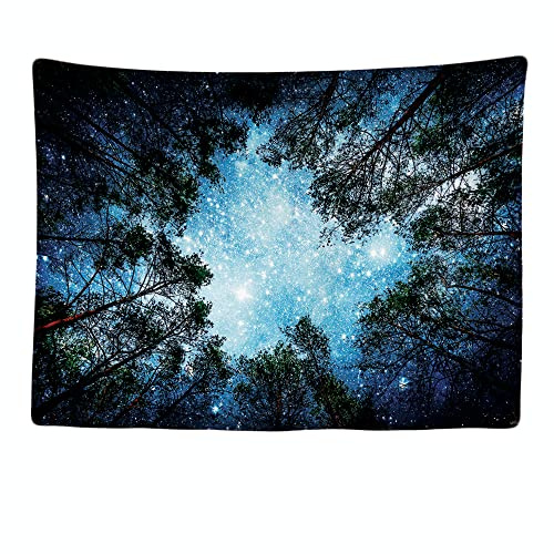 Ulticool - Appeso a Parete Decoración Casa - Estrellas del Universo Planetas árboles - 200 x 150 cm Grande – Murales Alfombra Tapiz Pared - Tapices Decorativo para Habitacion Dormitorio Salon