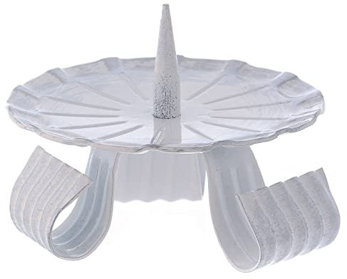 Holyart Portacandela treppiedi con spuntone Centrale in Ferro Bianco