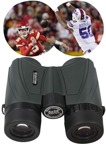 5x25 15.8° Ultra Wide Angle Binoculars for Sports – Large Field of View, 829ft/ 1000yds – Compact Binoculars for Spectator Sports – Portable for NFL, Golf, Tennis, Baseball, Badminton