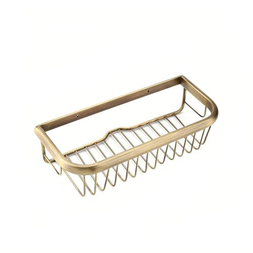 Joyzan Shower Caddy Basket, Wall Mount Solid Copper Shampoo Holder Rack Organizer Bathroom Shelf Toothbrush Bath Soap Conditioner Dish Storage Washroom Inside Tub Toilet Dorm Restroom Kitchen Home
