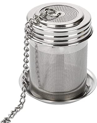 Stainless Steel Tea Ball Infuser Loose Leaf Tea Infuser Mesh Tea Ball with Extended Chain Hook and Drip Tray for Loose Leaf Tea and Mulling Spices