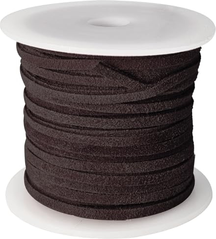 esnado Wildlederband, Lederband flach | Breite: 3 mm | Dicke: 1,5 mm | Länge: 5 Meter | Farbe: Braun | ECHTES Leder - pflanzlich gegerbt | zum Basteln und zur Schmuckherstellung