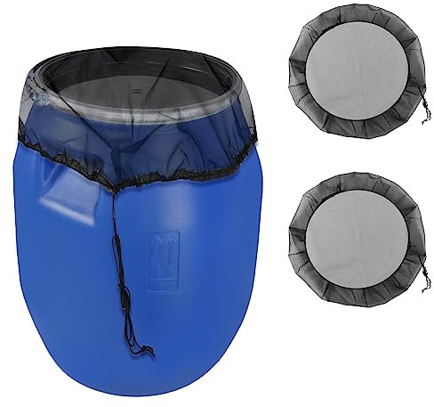 2 Pezzi Copertura per Barile da Pioggia,RUNEAY 80 cm Rete di Protezione per Serbatoio per Acqua Piovana con Coulisse Rete per Botti di Pioggia,per Tenere Fuori Foglie e Zanzare