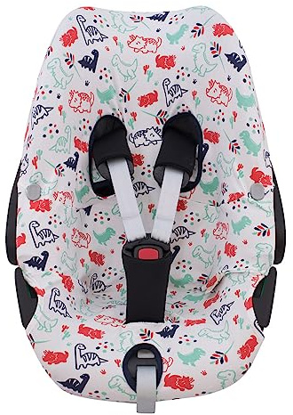 JYOKO Kids Cover Compatible with Maxi Cosi Pebble 360 Y FamilyFix 360 Cotton (Dino Party)