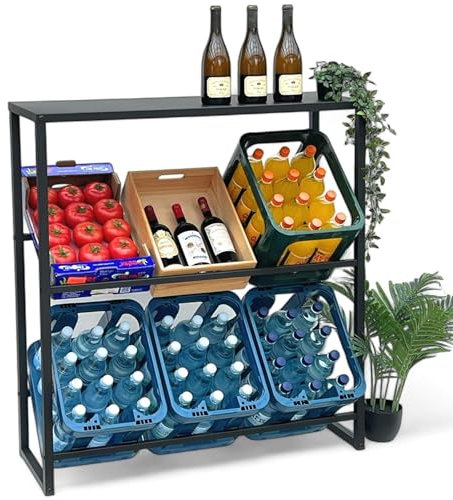 DanDiBo Getränkekistenregal 6 Kisten mit Ablage Metall Stabil 96435 Getränkekistenhalter 100 cm Getränkekistenständer