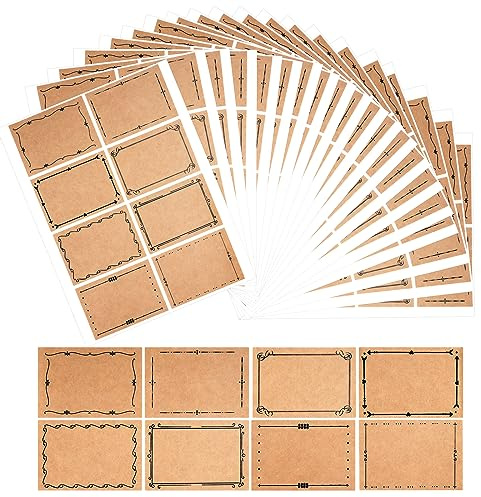 Etiketten Selbstklebend, 160 Stück Aufkleber zum Beschriften (8 Stile) | Klebeetiketten Ablösbar, Etiketten Marmeladengläser für Glasflaschen, Marmelade, Backen, Basteln, 7.4 x 5.2cm