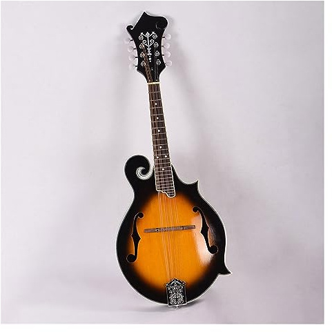 F Style 8-string Handmade Acoustic Mandolin Spruce Plywood Top Flame Mahogany Headstock Mandolin Set for Beginner