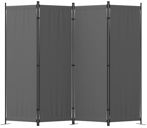 Room Divider, 4 Panel Folding Privacy Screen, 88” Portable Separating with 3 Metal Feet, Partition Room Dividers, Lightweight Freestanding Wall Divider Screen for Office Bedroom Hospital(Grey)