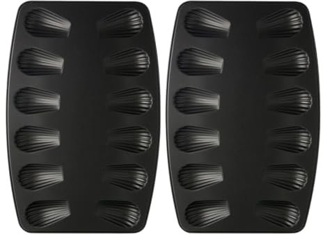 Zenker 9926250 - Set di 2 stampi per madeleine, teglia per madeleine, stampo per madeleine salate e dolci, 2 piastre per madeleine, 2 stampi per madeleine, acciaio inossidabile, nero, 26 x 39 x 1 cm