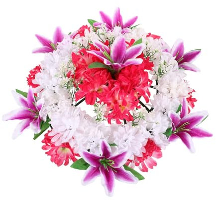 Ciieeo Guirnalda De Flores Artificiales para Duelo Wreath De Luto De Chrysanthemum Decoración para Cementerio y Conmemoraciones