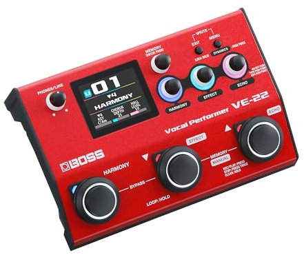 BOSS VE-22 Vocal Performer | Moderner Multieffekt-Prozessor für Sänger | Leistungsfähige Harmonie- & Doubler-Funktionen | Automatische Tonhöhenanpassung | Perfekt für Live-Performances