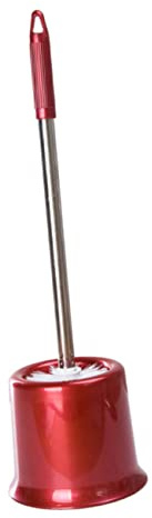 Brosse de Toilette en Acier Inoxydable 1 Pièce Rouge | Support Rond, Matière Pp Associée, Forme Carrée, Rangement Sanitaire Soigné