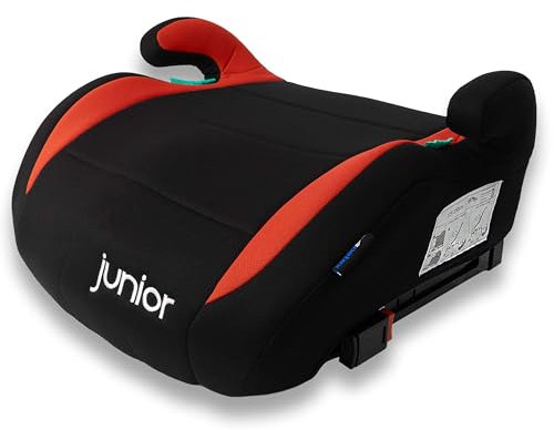 PETEX Auto-Kindersitzerhöhung mit Isofix - Max Plus, i-Size ECE R129, ca. 7 bis 12 Jahre, für Körpergröße von 125 bis 150 cm, Sitzerhöhung, rot