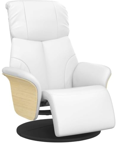 vidaXL Sillón Reclinable con Reposapiés, Silla Ajustable con Respaldo, Sillón de Relax Descanso TV, Asiento para Ancianos, Cuero Sintético Blanco