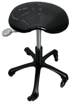 Sattelhocker, ergonomischer Sattelstuhl, rollender Sattelhocker mit Rollen, Verstellbarer hydraulischer Hocker mit Rollen, geeignet für Büros, Make-up-Studios, drinnen und draußen, Schwarz