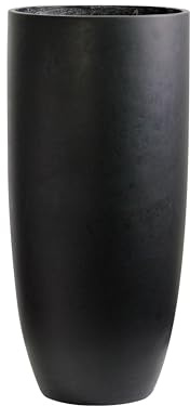 Olly & Rose Matt Black Tall Planter - Fibre Planter 65cm Height 30cm Diameter