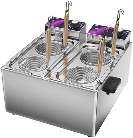 XGHDPBM Machine de Cuisson de pâtes électrique 4 Trous, Machine de Cuisson de Nouilles Commerciale Domestique, cuiseur de pâtes avec Filtre et Quatre paniers, contrôle de la température: 30-110 ° C