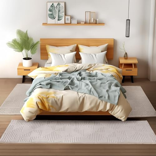 HomebyHome Bettumrandung Schlafzimmer 3 teilig Teppich Beige-4 - Waschbarer Bettumrandung Teppich Läufer Set Extra Flauschig Bettvorleger Schlafzimmer Bettset:2 St. 80x150 cm | 1 St. 80x250 cm