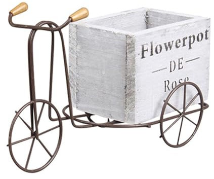 Wisboey Maceta Retro de Madera con Forma de Bicicleta, Macetero Suculento, Maceta de Arte del Hierro, Soporte para Flores, Manualidades Decorativas para Jardín y Hogar
