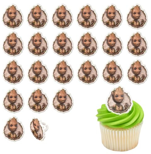 Marvel Studios' Groot Cupcake Rings, 24 DecoPac I Am Groot Cupcake Decorations, Food Safe Guardians Of The Galaxy Cake Toppers, Party Favors – 24 Pack