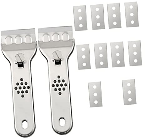 Garneck 1set Multi-functional Stainless Steel Scraper Tool Kitchen Floor Cleaning Scraper Replacement Blades for Removing Stains Paint and Grease