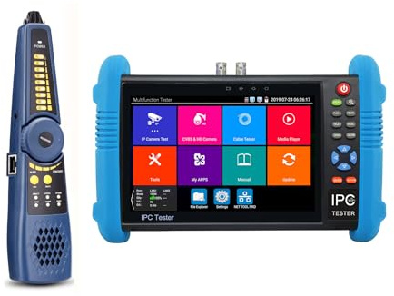 EVERSECU 7 Inch Touch Screen 5 in 1 CCTV Tester with Cable Tracer, Support Upt to 4K IP Camera & 8.0 Megapixel AHD, TVI, CVI & CVBS Analog Camera, with Keyboard/IP Discovery/POE Output/APP