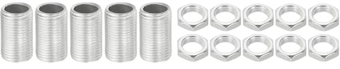 PATIKIL M12 Gewinde 20mm/0,8 Lampenrohr-Set mit Sicherungsmuttern, 5er-Set Gewindestangen-Befestigungselemente für Kronleuchter-Deckenleuchte DIY, Zinkbeschichtung
