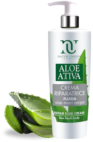 ALOE ACTIVE CREMA RIPARATRICE | Crema Corpo ultra-idratante con Aloe vera | Crema Aloe Viso, Mani, Corpo ideale per pelle screpolata e come Doposole | Natur Unique - 190 ml