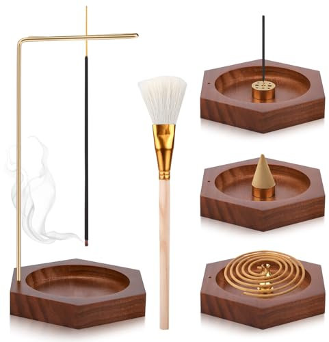 Quemador de Incienso,Soporte de Incienso 2 en 1,diseño hexagonal con bobina cónica,9 agujeros,soporte para incienso en forma de calabaza,incensario para decoración del hogar,oficina,meditación de yoga