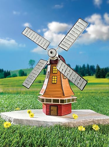 Coopers of Stortford - Solar Windmill - Rustic Garden Décor - 16 LED Lights for Evening Glow - Solar-Powered, No Batteries or Wiring - Weather-Resistant Polyresin