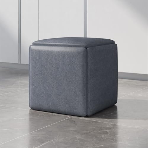 Quadratische Ottomane aus Leder mit Lenkrollen, 5-in-1-Sitz für Wohnzimmer, Schlafzimmer, stapelbar, Sofa, Stuhl, Hocker (dunkelgrau, groß)