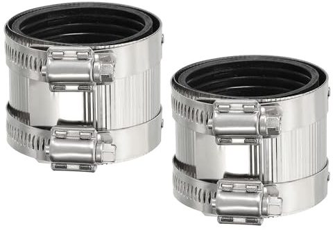 PATIKIL 2 Inch Flexible Pipe Coupling with Clamps, 2 Pcs 304 Stainless Steel No Hub Couplings Pipe Connector with Rubber Liner for PVC and Metal Pipes, Drain System