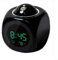 Reloj despertador con proyector LED, pantalla digital multifuncional de temperatura, reloj de proyección de voz para dormitorio, techo, cocina, escritorio, estante, pared (negro)