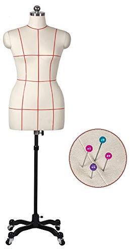 GLJTUO Schwarze Schneiderpuppe Für Damen In Übergröße, Mit Rädern, Styropor-Stehkleidung, Halb-Schneiderpuppe, Schneiderpuppe, Höhenverstellbar,White-3XL