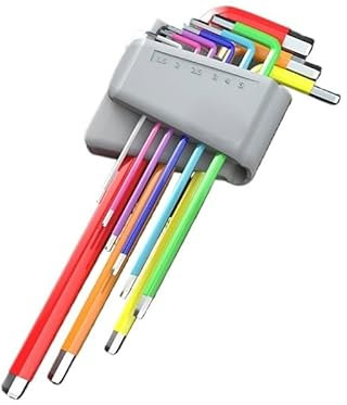 Llaves Allen Juego de llaves Allen multicolor, destornillador de llave hexagonal, juego de 9 Uds., llave hexagonal Universal de 6 ángulos, llaves de bola de seis lentes, herramientas manuales de color
