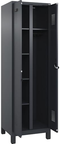 kaiserkraft FRANKEL Vestiaire pour Produits de Nettoyage Evolo Plus | 1 Compartiment | cloison médiane Centrale | Gris | l 600 mm | avec Pieds Larges | loqueteau