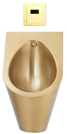 Urinoir automatique en acier inoxydable 304, chasse d'eau murale à capteur automatique, urinoir pour hommes, pour hôtels, karaokés, restaurants et écoles (doré)