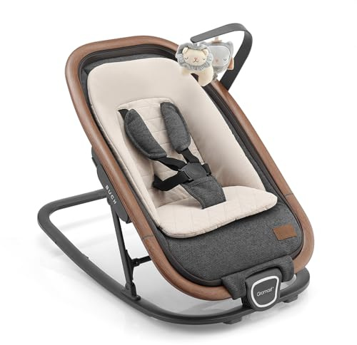 Gromast 2-in-1-Babywippe für Säuglinge, tragbare Babywippe mit 3 Liegepositionen und Reisetasche – Dunkelgrau