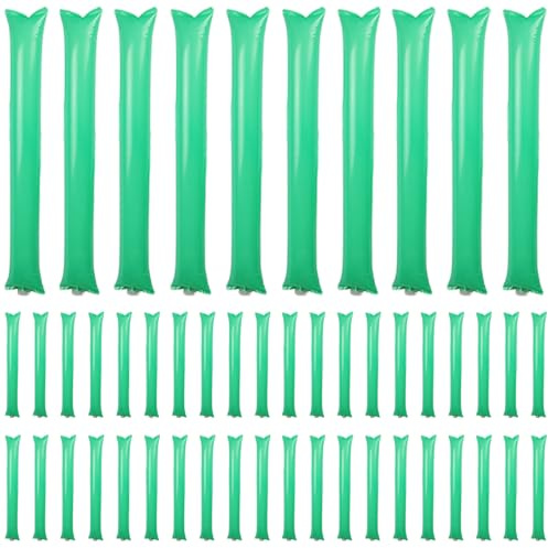 Kalastussaari Thunder Sticks, 50Pcs Inflatable Noise Makers, 23.6 Thick PVC Cheering Tools for Sports Events, Parties(Green)