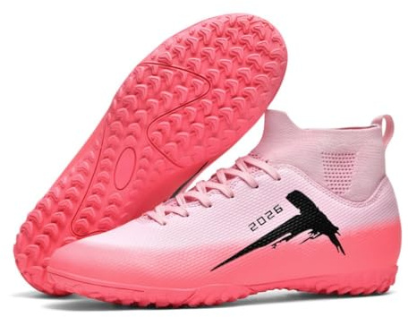 WEJIESS Chaussures de Football pour Hommes Chaussures de Sport d'entraînement pour Jeunes à Semelle synthétique Haute pour Gazon synthétique Chaussures de Sport d'extérieur