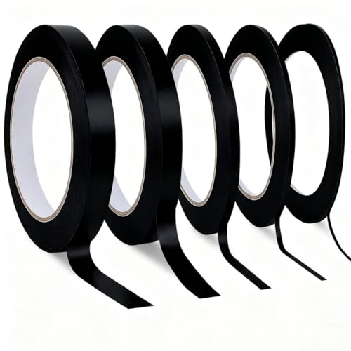 KIRZAX 5 Rollos de Cinta Adhesiva,Cinta Adhesiva Amarilla de 3/5/8/10/12 mm,Cinta Enmascarar Modelismo,para Manualidades, carrocería y decoración de Bricolaje(Amarillo Claro)