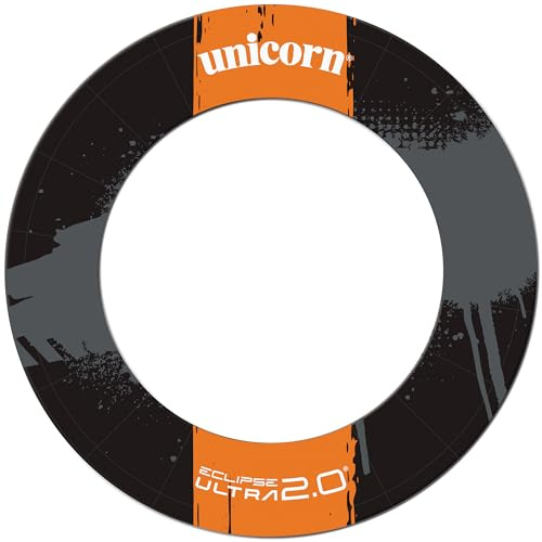 Unicorn Robuste Dartscheiben-Einfassung | Ultra 2.0 | Professionell Slimline | Hochdichter spritzgegossener Eva-Kunststoff | Keine Befestigungen erforderlich | Schwarz & Orange
