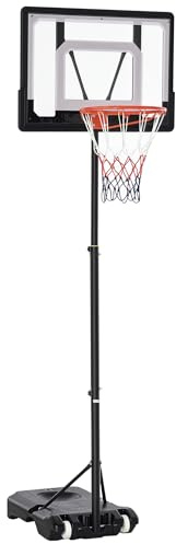 HOMCOM Basketballständer mit Rollen 83x55cm Rückwand Höhenverstellbar | Mobiler Basketballkorb mit Ständer, Korbanlage 156-210 cm, Basketballanlage für Jugendliche, für den Außenbereich