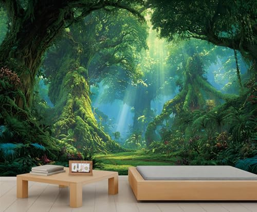 Papier peint forêt enchantée fantastique jungle papier peint arbre papier peint chambre à coucher bureau salon chambre canapé fond TV grand poster mural 250 x 175 cm
