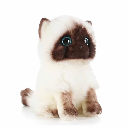 Xiyocadt Simulation Katzenpuppe, Niedliches Katze Plüschtier Spielzeug, Weiße Plüschkatze Stofftier Katzenpuppe mit Weicher PP-Baumwolle Füllung, Kuschelkissen für Kinder und Erwachsene (20cm)